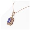 Image 3 : 6.05 ctw Tanzanite & Diamond Necklace 14K Rose Gold - REF-213X5R - SKU:43446