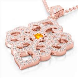 1.40 ctw Citrine & VS/SI Diamond Necklace 14K Rose Gold - REF-127F3N - SKU:22553