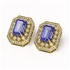 Image 2 : 11.25 ctw Tanzanite & Diamond Earrings 14K Yellow Gold - REF-455K8W - SKU:43423