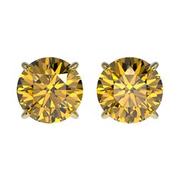 2.04 ctw Intense Yellow Diamond Stud Earrings 10K Yellow Gold - REF-360A2V - SKU:36670
