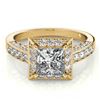 Image 1 : 1.50 ctw VS/SI Princess Diamond Halo Ring 14K Yellow Gold - REF-99Y5X - SKU:25018