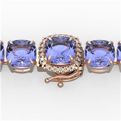 40 ctw Tanzanite & Diamond Bracelet 14K Rose Gold - REF-548A2V - SKU:23325