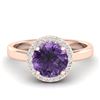 Image 1 : 2 ctw Amethyst & Halo VS/SI Diamond Ring 14K Rose Gold - REF-40M2F - SKU:21616