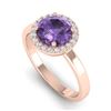 Image 2 : 2 ctw Amethyst & Halo VS/SI Diamond Ring 14K Rose Gold - REF-40M2F - SKU:21616