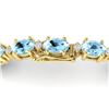 Image 1 : 10 ctw Aquamarine & VS/SI Diamond Eternity Bracelet 10K Yellow Gold - REF-107H3M - SKU:21441
