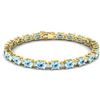 Image 2 : 10 ctw Aquamarine & VS/SI Diamond Eternity Bracelet 10K Yellow Gold - REF-107H3M - SKU:21441