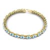 Image 3 : 10 ctw Aquamarine & VS/SI Diamond Eternity Bracelet 10K Yellow Gold - REF-107H3M - SKU:21441