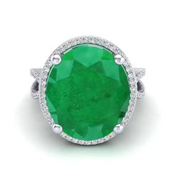 12 ctw Emerald & VS/SI Diamond Ring 18K White Gold - REF-143R6K - SKU:20960