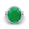 Image 1 : 12 ctw Emerald & VS/SI Diamond Ring 18K White Gold - REF-143R6K - SKU:20960