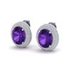 Image 1 : 8 ctw Amethyst & VS/SI Diamond Earrings 18K White Gold - REF-150M5F - SKU:20212