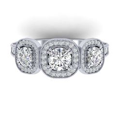 2.25 ctw VS/SI Diamond 3 Stone Ring 18K White Gold - REF-260R5K - SKU:32696