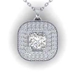 1.60 ctw Princess VS/SI Diamond Art Deco Necklace 18K White Gold - REF-385R6K - SKU:32708