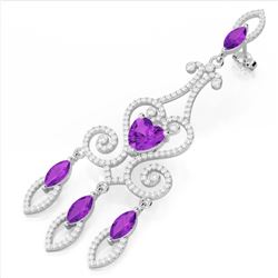 11 ctw Amethyst & VS/SI Diamond Earrings 14K White Gold - REF-343V6Y - SKU:23567