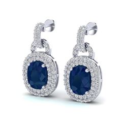5 ctw Sapphire And VS/SI Diamond Earrings 14K White Gold - REF-150Y2X - SKU:20154