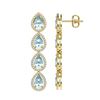 Image 2 : 7.41 ctw Aquamarine & Diamond Halo Earrings 10K Yellow Gold - REF-169N6A - SKU:41164
