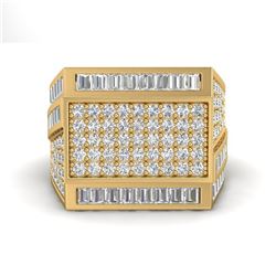 3 ctw VS/SI Diamond Baguette & Round Men's Ring 14K Yellow Gold - REF-220M2F - SKU:22593