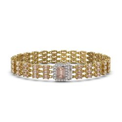 24.91 ctw Morganite & Diamond Bracelet 14K Yellow Gold - REF-342R5K - SKU:45949