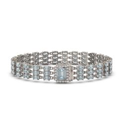 26.02 ctw Sky Topaz & Diamond Bracelet 14K White Gold - REF-223Y5X - SKU:45965