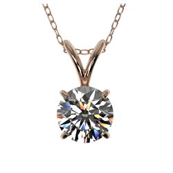 0.77 ctw H-SI/I Diamond Solitaire Necklace 10K Rose Gold - REF-88M5F - SKU:36740