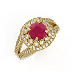 2.69 ctw Ruby & Diamond Ring 14K Yellow Gold - REF-103W3H - SKU:44029