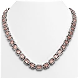 50.99 ctw Morganite & Diamond Halo Necklace 10K White Gold - REF-1273Y5X - SKU:41342