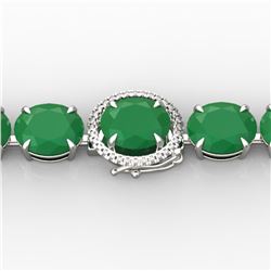 76 ctw Emerald & VS/SI Diamond Bracelet 14K White Gold - REF-461H5M - SKU:22257