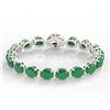 Image 2 : 76 ctw Emerald & VS/SI Diamond Bracelet 14K White Gold - REF-461H5M - SKU:22257