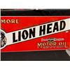 Image 1 : Gilmore Monarch of Oil Lionhead Sign. 31" Long x 12" H Reproduction Sign in Fantastic Shape. Nice Lo