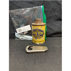 The Wonderful Bon Thanh Cream Metal Polish Tin. Toronto Canada Plus a Shell Gas Station Bottle Opene