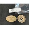 Image 1 : Lot of 2 German WWII Nazi Tokens, Badges. Unauthenticated