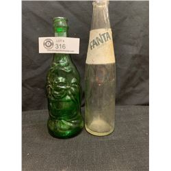 Lucky Buddah Beer Bottle and a Vintage Paper Label Fanta Pop Bottle