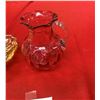 Image 3 : Vintage Carnival Glass Candy Dish Marigold and a Vintage Hand Blown Pink Pitcher with a Clear Handle