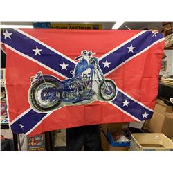 Confederate Flag with a Chopper Motorcycle in the Middle