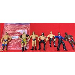 Bag of 7  Tall Vintage Wrestling Action Figures.