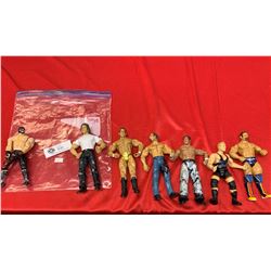 Bag of 7  Tall Vintage Wrestling Action Figures.