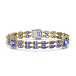 28.68 ctw Tanzanite & Diamond Bracelet 14K Yellow Gold - REF-418R2K - SKU:45148