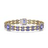 Image 1 : 28.68 ctw Tanzanite & Diamond Bracelet 14K Yellow Gold - REF-418R2K - SKU:45148