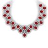 Image 1 : 81 ctw Ruby & VS Diamond Necklace 18K White Gold - REF-1618H2M - SKU:38622