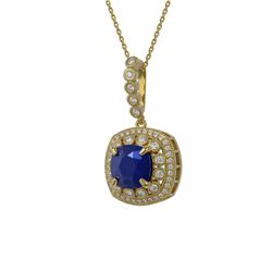 6.58 ctw Sapphire & Diamond Necklace 14K Yellow Gold - REF-140X4R - SKU:44008
