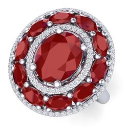 8.05 ctw Ruby & VS Diamond Ring 18K White Gold - REF-153A6V - SKU:39240