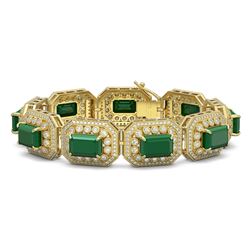 61.92 ctw Emerald & Diamond Bracelet 14K Yellow Gold - REF-1288W4H - SKU:43486