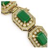 Image 3 : 61.92 ctw Emerald & Diamond Bracelet 14K Yellow Gold - REF-1288W4H - SKU:43486
