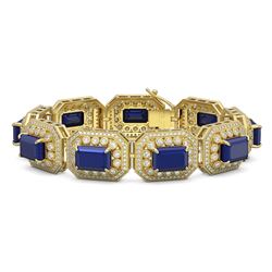 61.92 ctw Sapphire & Diamond Bracelet 14K Yellow Gold - REF-1288K4W - SKU:43492