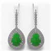 Image 1 : 20.82 ctw Jade & Diamond Earrings 14K White Gold - REF-416V5Y - SKU:46185