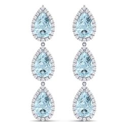 27.3 ctw Sky Topaz & VS Diamond Earrings 18K White Gold - REF-290M9F - SKU:38850