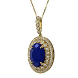 18.25 ctw Sapphire & Diamond Necklace 14K Yellow Gold - REF-314N9A - SKU:43900