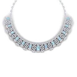 53.14 ctw Sky Topaz & VS Diamond Necklace 18K White Gold - REF-1563M6F - SKU:39384