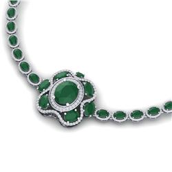 47.43 ctw Emerald & VS Diamond Necklace 18K White Gold - REF-1072R7K - SKU:39327