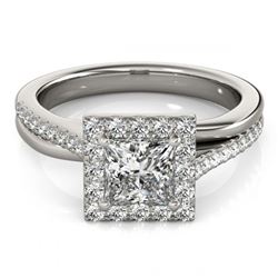 1.50 ctw VS/SI Princess Diamond Halo Ring 18K White Gold - REF-299R4K - SKU:27201