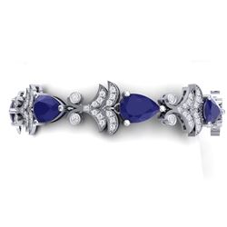 24.8 ctw Sapphire & VS Diamond Bracelet 18K White Gold - REF-436K4W - SKU:38736